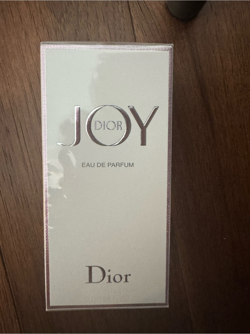 Dior Perfume Box in Cream with Silver Logo and Pink Trim